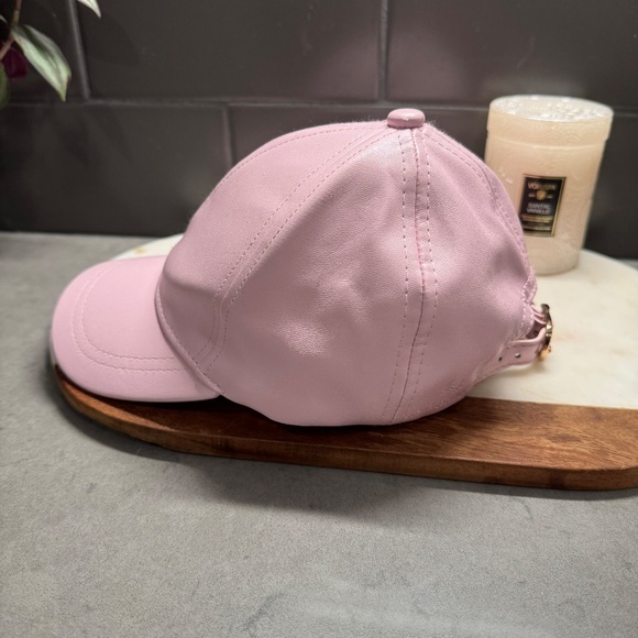 Pink Faux Leather Baseball Hat - Picture 4 of 6
